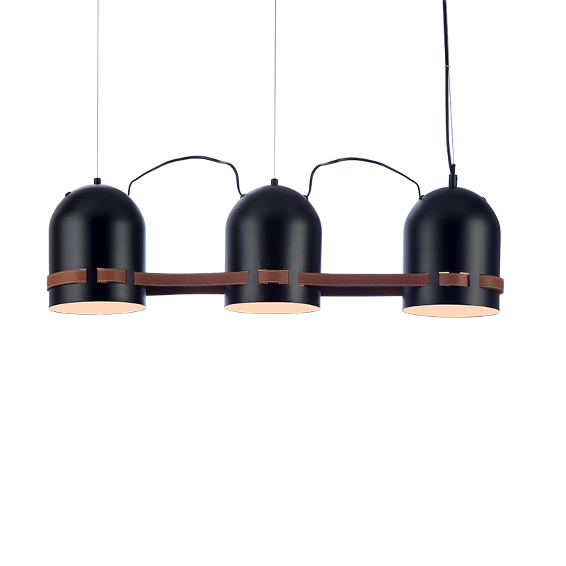 ^ PHASING OUT PENDANT LUMINAIRE 3ΧΕ27 METAL BLACK+ LEATHER 16X65XH120CM ENOLA DCR39217