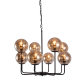 ^ PHASING OUT PENDANT L/F 8ΧΕ14 AMBER GLASS +METAL BLACK Φ65ΧΗ120CM DELOS OD905808PAM