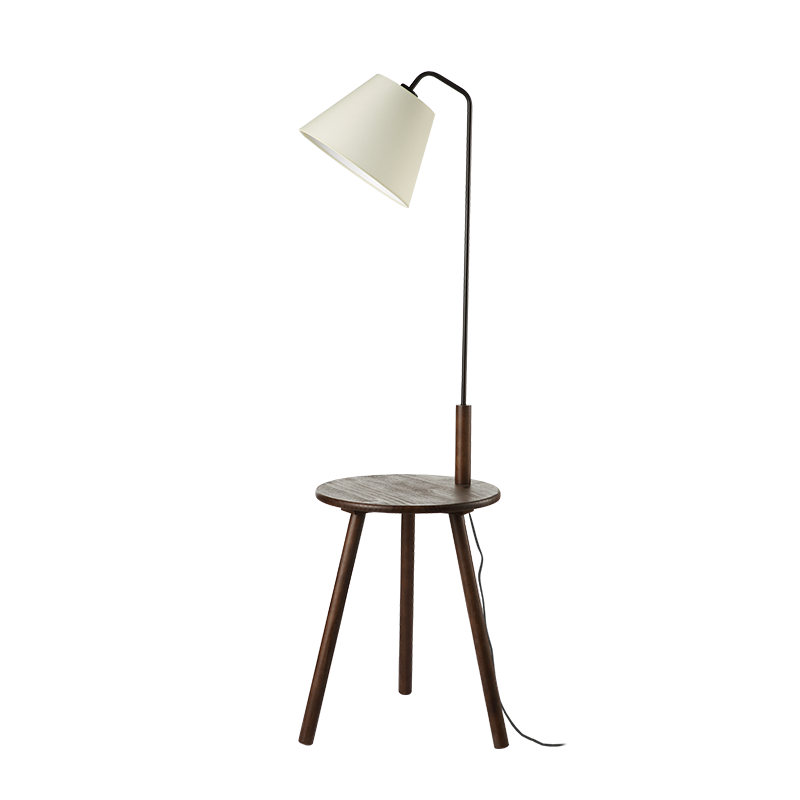 ^ PHASING OUT FLOOR LIGHTING 1ΧΕ27 WOOD+BLACK METAL+SHADE Φ40Χ140CM NIREAS TF176991FWB