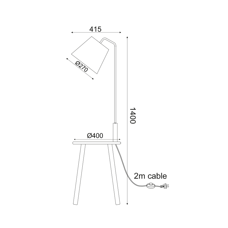 ^ PHASING OUT FLOOR LIGHTING 1ΧΕ27 WOOD+BLACK METAL+SHADE Φ40Χ140CM NIREAS TF176991FWB