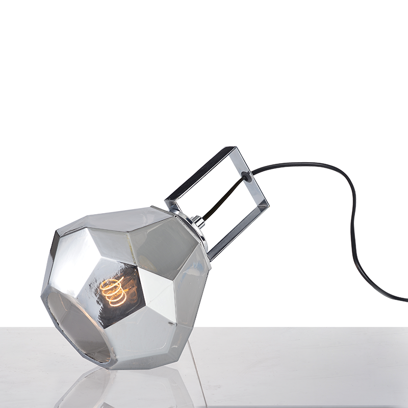 ^ PHASING OUT TABLE L/F 1ΧΕ27 GLASS TINTED+CHROME ΜΕΤΑL Φ18ΧH24,5CM DIAMONDRA V371481TG
