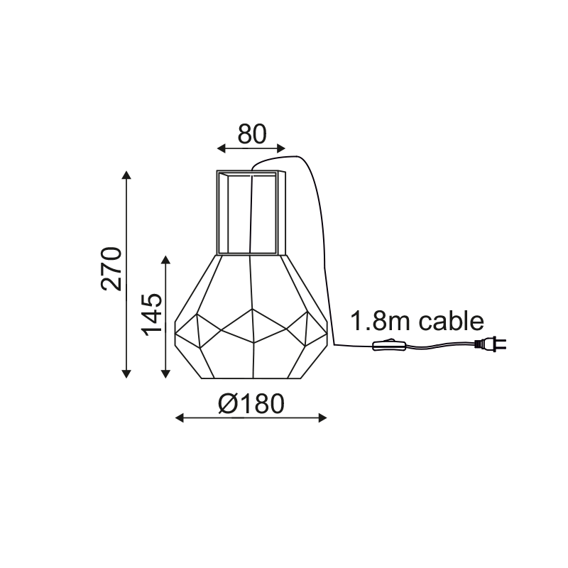 ^ PHASING OUT TABLE L/F 1ΧΕ27 GLASS TINTED+CHROME ΜΕΤΑL Φ18ΧH24,5CM DIAMONDRA V371481TG