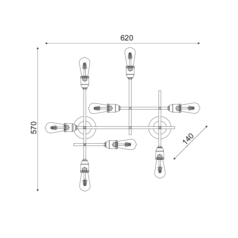 ^ PHASING OUT WALL LUMINAIR 7ΧΕ27 METAL BLACK 82Χ75Χ15CM COBRA EG166597WB