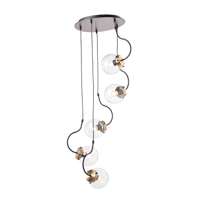 ^ PHASING OUT PENDANT L/F 5ΧΕ27 GLASS+METAL +MDF Φ50ΧΗ120CM PUEBLOS OD905905P ^ PHASING OUT PENDANT L/F 5ΧΕ27 GLASS+METAL +MDF Φ50ΧΗ120CM PUEBLOS OD905905P