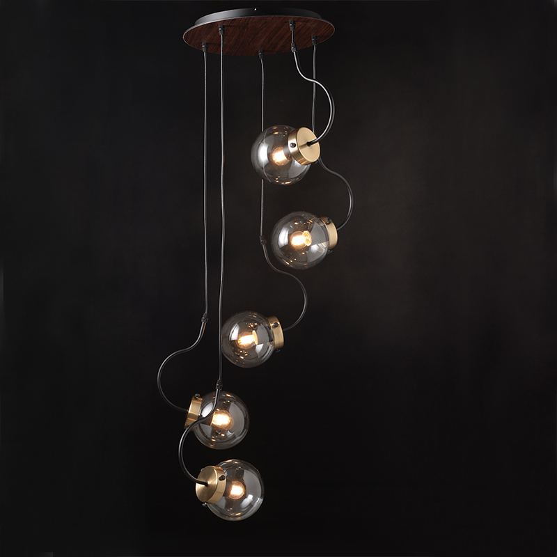 ^ PHASING OUT PENDANT L/F 5ΧΕ27 GLASS+METAL +MDF Φ50ΧΗ120CM PUEBLOS OD905905P ^ PHASING OUT PENDANT L/F 5ΧΕ27 GLASS+METAL +MDF Φ50ΧΗ120CM PUEBLOS OD905905P