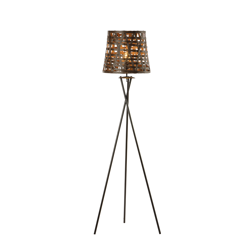 PHASING OUT FLOOR LUMINAIRE 1XE27 METALLIC BROWN+ CANE COLOR:MATT grey shade/GREY METAL Φ38ΧΗ152CM AGATHA ML307211FB