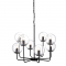 ^ PHASING OUT PENDANT L/F 8ΧΕ14 TRANSPARENT GLASS+METAL BLACK Φ65ΧΗ120CM DELOS OD905808PCL