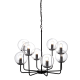 ^ PHASING OUT PENDANT L/F 8ΧΕ14 TRANSPARENT GLASS+METAL BLACK Φ65ΧΗ120CM DELOS OD905808PCL