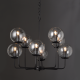 ^ PHASING OUT PENDANT L/F 8ΧΕ14 TRANSPARENT GLASS+METAL BLACK Φ65ΧΗ120CM DELOS OD905808PCL