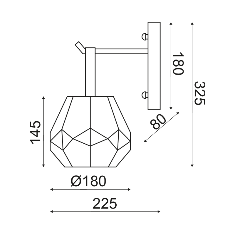 ^ PHASING OUT WALL L/F 1ΧΕ27 GLASS TINTED+CHROME ΜΕΤΑL Φ18Χ23,5Χ30CM DIAMONDRA V371481WG