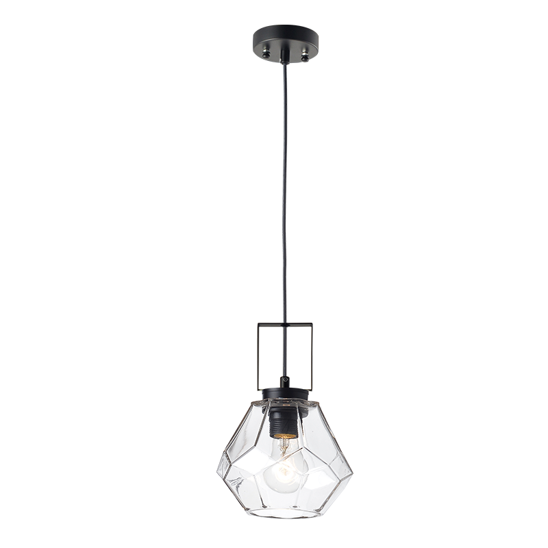 ^ PHASING OUT PENDANT 1XE27 GLASS TRANSPARENT + BLACK MATTE METAL Φ18ΧΗ120CM DIAMONDRA V371481PC