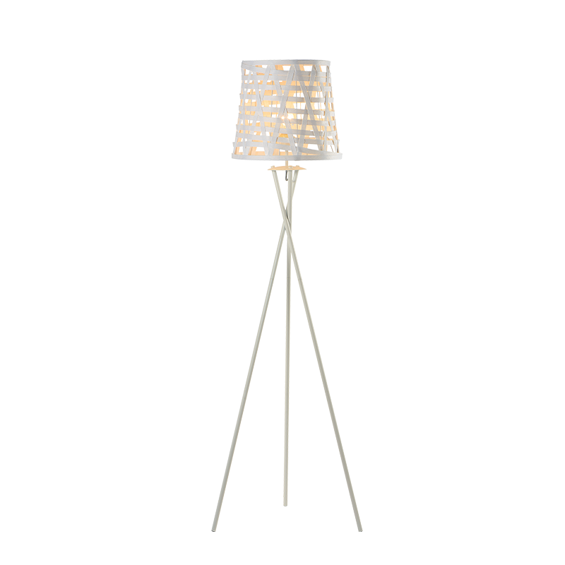 PHASING OUT FLOOR LUMINAIRE 1XE27 METALLIC WHITE+ CANE COLOR:white shade /MAT WHITE METAL Φ38ΧΗ152CM AGATHA ML307211FW