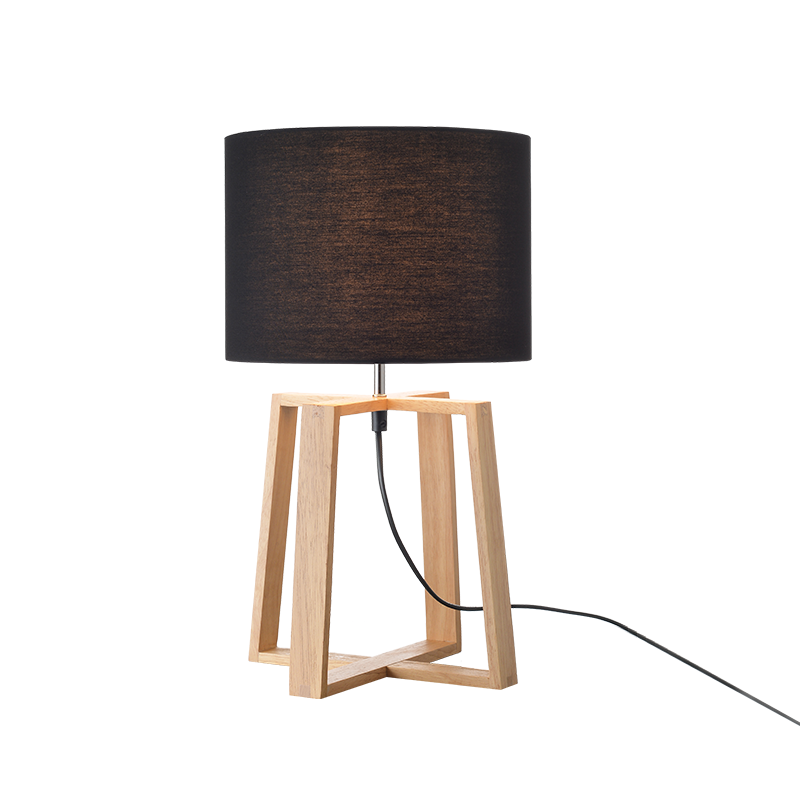 ^ PHASHING OUT TABLE LUMINAIRE 1ΧΕ14 WOOD+BLACK SHADE Φ25ΧΗ43,3CM MONTANA GN10451TWB
