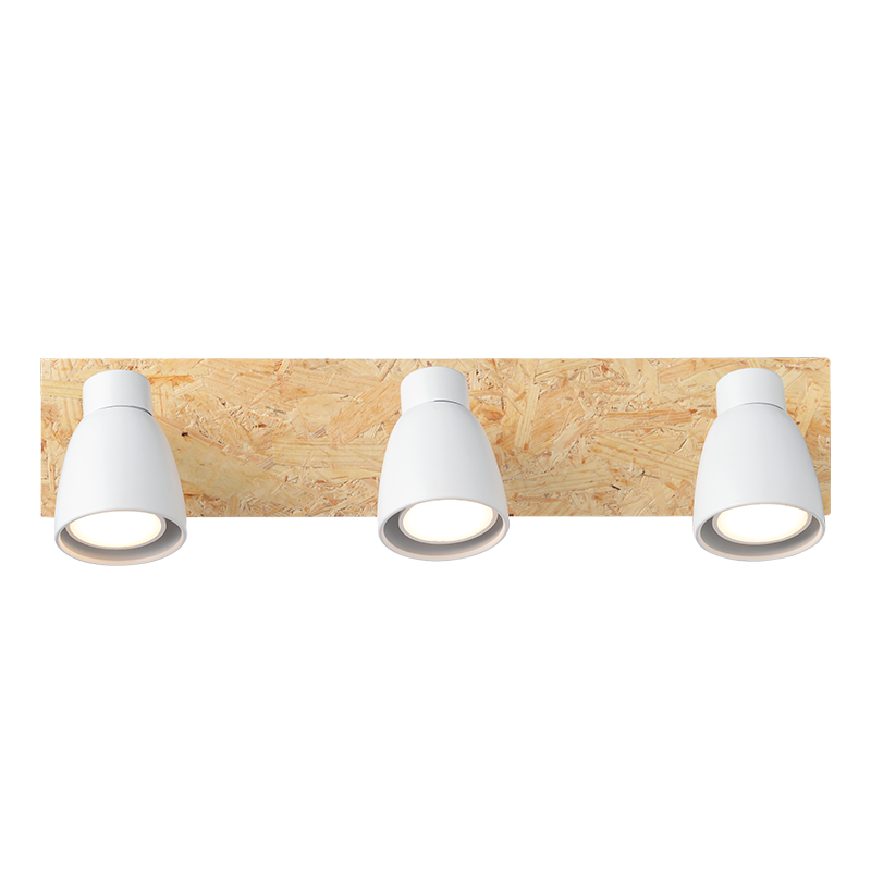 ^ PHASING OUT WALL MOUNTED LUMINAIRE 3ΧGU10 METALLIC WHITE+WOOD 12,4X42X8,7CM MIYAGI GN543CWW