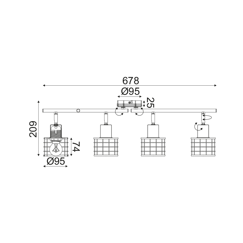 ^ PHASING OUT WALL MOUNTED LUMINAIRE 4ΧΕ27 METALLIC WHITE RUST 67,4Χ10ΧΗ21CM DUBLIN GN734CAW