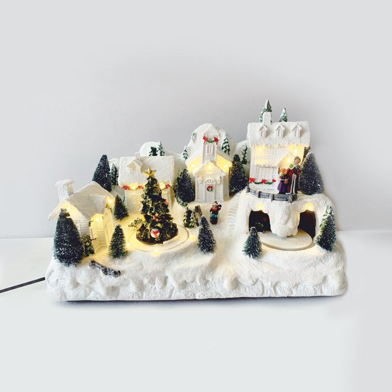 LED WW DECOR WHITE VILLAGE+ROTATION TREE&TRAIN+MUSIC 4.5V (ADAPT) / 3ΑΑ (BAT) 32.5Χ18Χ21.5CM X0311