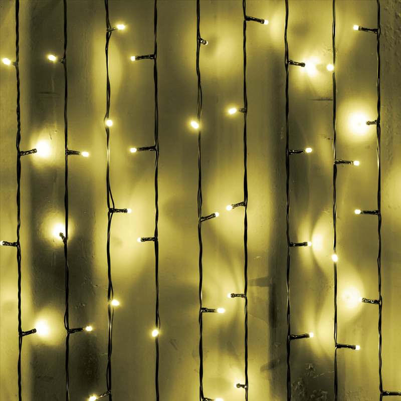 ^240 LED RUBBER CURTAIN LIGHT, WW, CONNECT. (MAX 8), STEADY,IP44, 200x100cm, 1,5M LEAD CABLE X08240131
