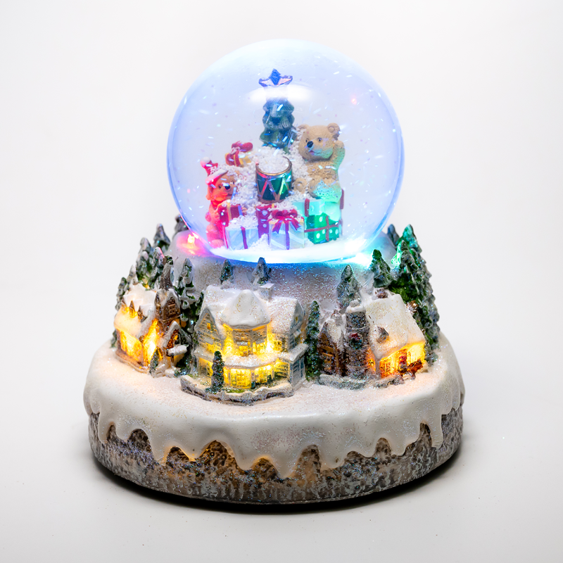 LED RGB DECOR MULTICOLOR VILLAGE + BLOWING WATERBALL +MUSIC 4.5V (ADAPT) / 3ΑΑ (BAT) 20Χ18Χ20CM X0342