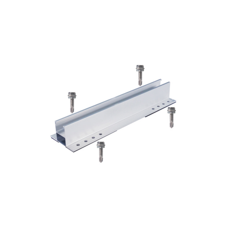 INSTALLATION BASE OF PV PANEL ON INDUSTRIAL ROOFTOP MINI RAIL WITH SCREWS NSMINIRAIL