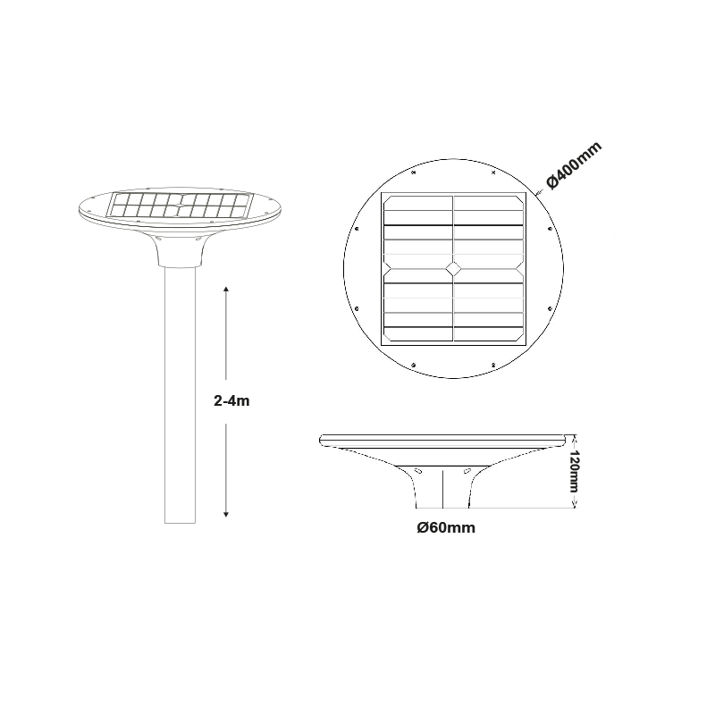 LED SOLAR URBAN LUMINAIRE 20W 4000K 2100LM RA80 IP65 30.000HRS TOUR2040
