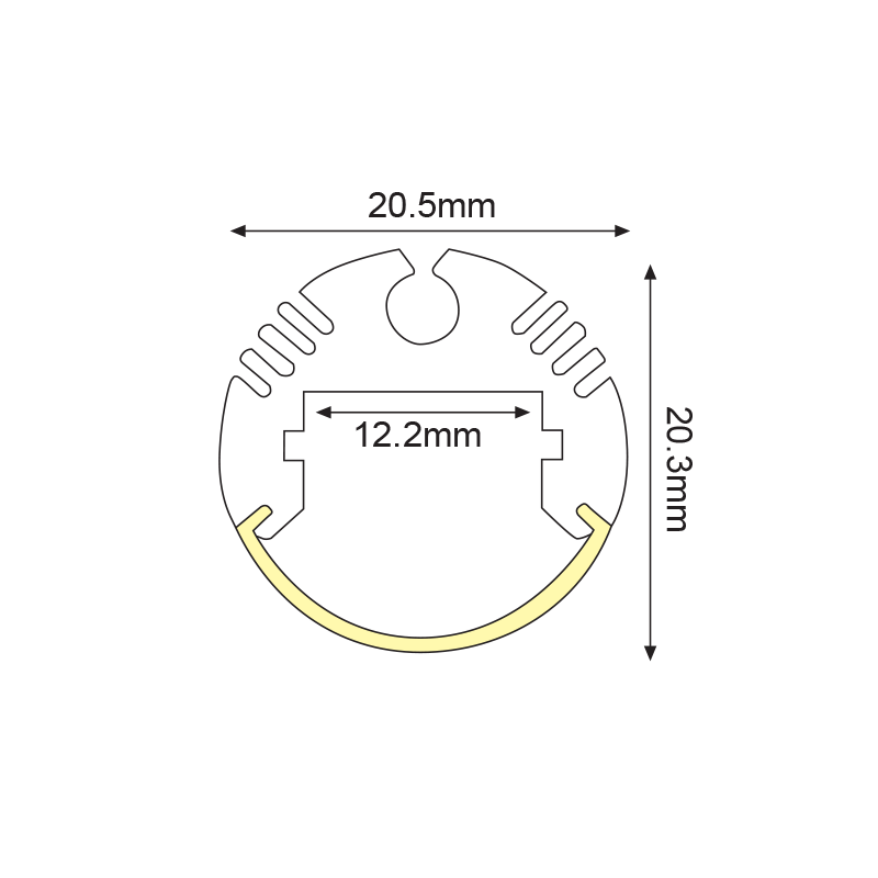 CIRC ALUMINUM PROFILE P8N WITH OPAL DIFFUSER 2m/pc P8N