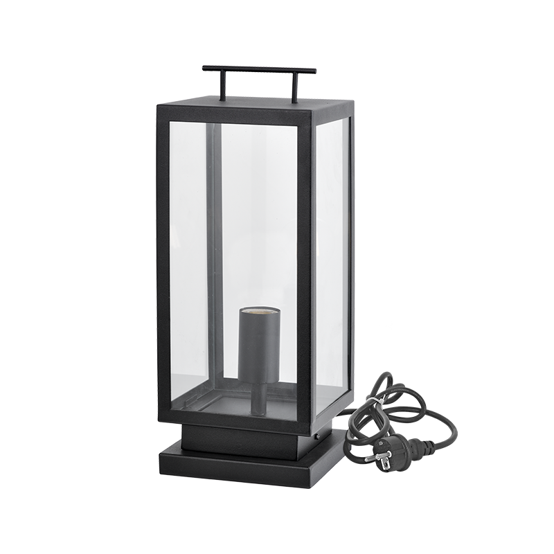 ^SAND BLACK TABLE/FLOOR LUMINAIRE CELIA 1XE27 IP44 WITH CABLE, PLUG & CLEAR GLASS CELIA1FPLBK