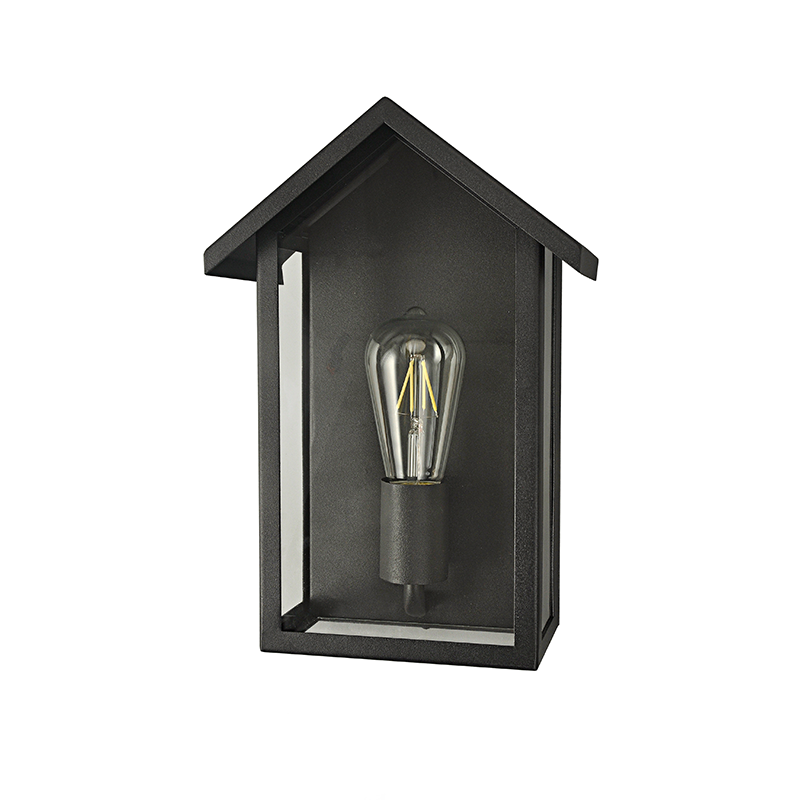 ^SAND BLACK WALL LUMINAIRE CELIA H 1XE27 IP44 WITH CLEAR GLASS CELIAH1WBK