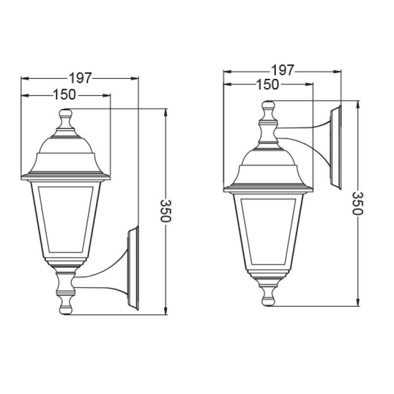 4S PLASTIC WALL GARDEN BLACK LUMINAIRE Ε27 IP44 PLGP1B