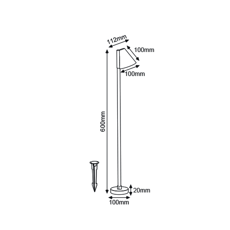 ^GU10 POST LUMINAIRE 230V AC DARK GREY IP65 MAX.20W WITH SPIKE AND BASE LG2134G-600