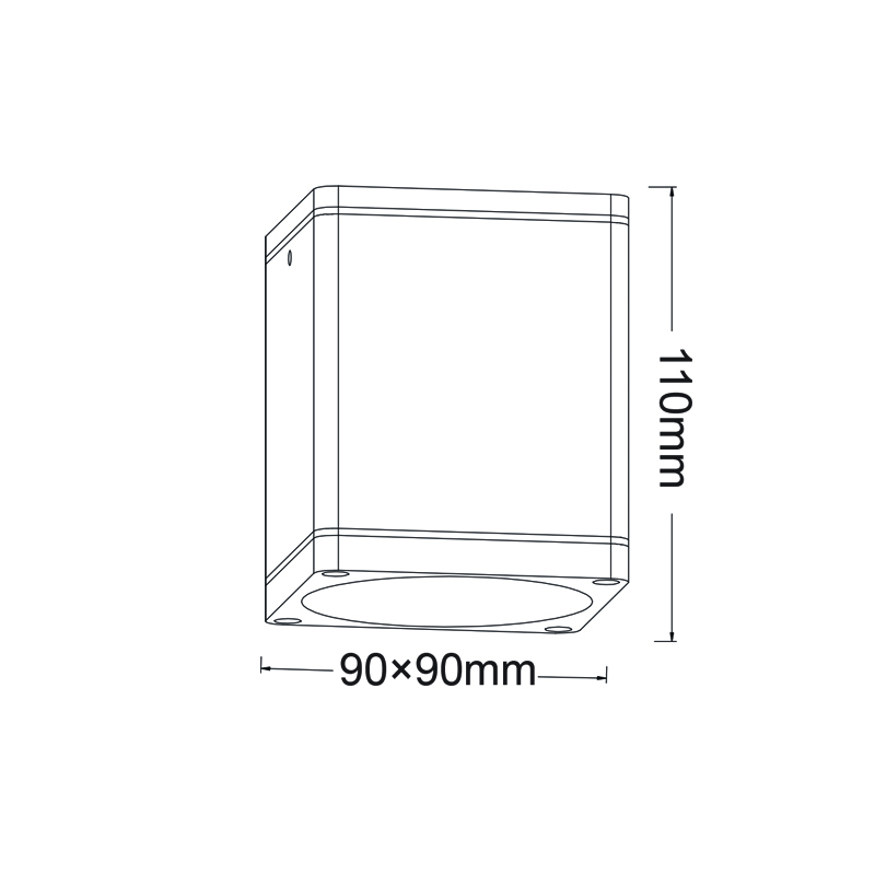 ^GU10  SQUARE CEILING LUMINAIRE 230V AC DARK GREY IP65 GU10 MAX.35W LG2401GU10G