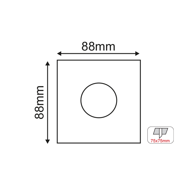 ^  SPOT Νο619 SQUARE ROUND BLACK ALUMINUM 88x88 BS619B