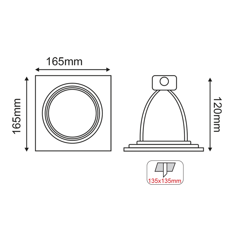 ^  SPOT AR111 XMS SINGLE WHITE SQUARE 165x165 XMSAR1W