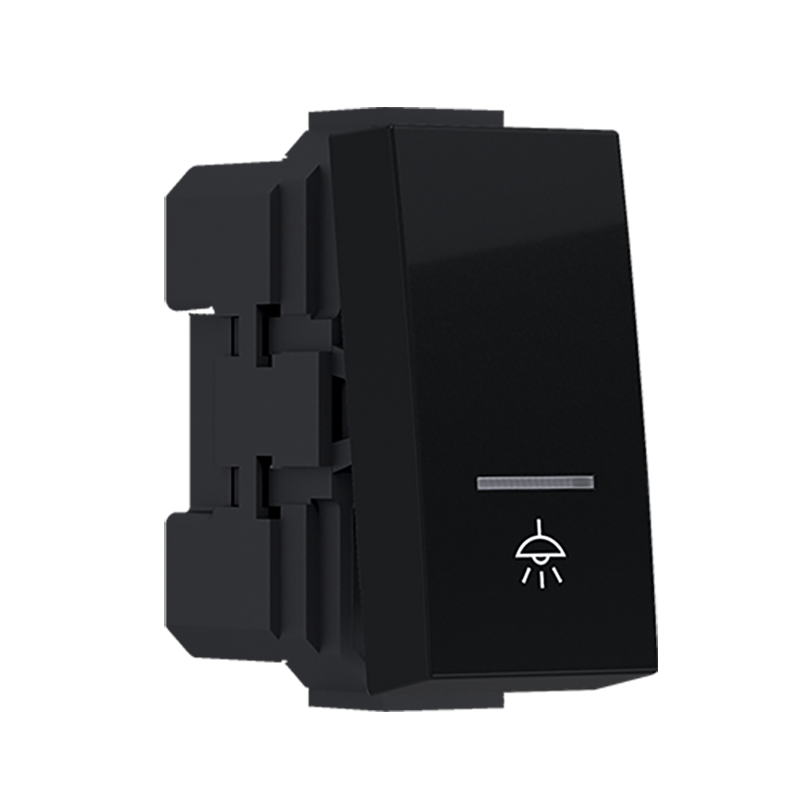 ^MODYS PUSH BUTTON SWITCH WITH INDICATOR & SYMBOL LIGHT MATT BLACK 1 M. 1P 10A 250VAC IP20 10101312307