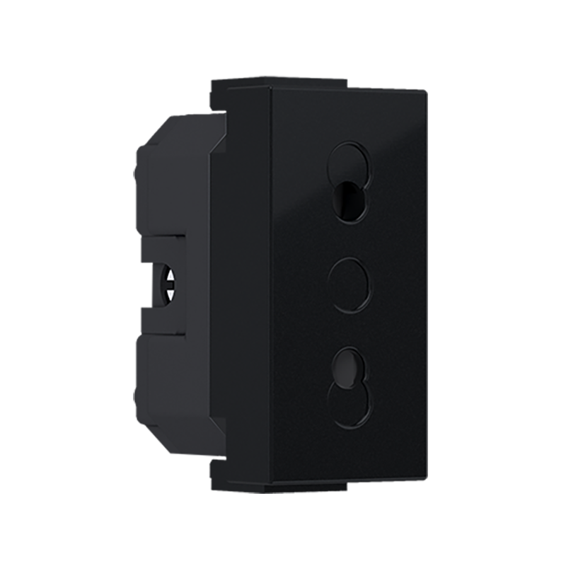 ^ MODYS EURO SOCKET WITH SHUTTERS MATT BLACK 1 M. 2P 10A 250VAC IP20 10101312315