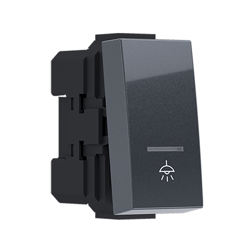^MODYS PUSH BUTTON SWITCH WITH INDICATOR & SYMBOL LIGHT ANTHRACITE 1 M. 1P 10A 250VAC IP20 10101312427