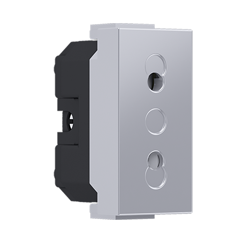 ^ MODYS EURO SOCKET WITH SHUTTERS SILVER 1 M. 2P 10A 250VAC IP20 10101312526