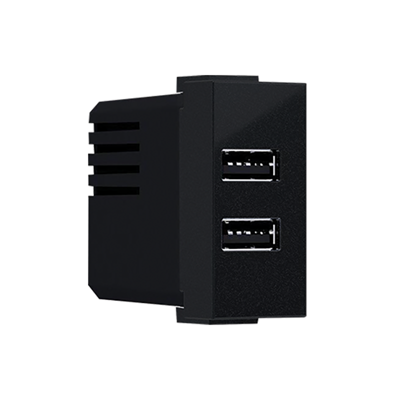 ^ MODYS USB CHARGER MATT BLACK 1 M. 2xUSB 5VDC 2x1.2A IP20 10101412355