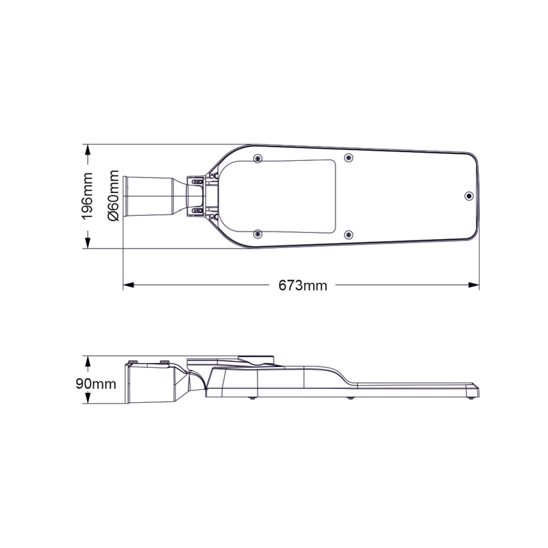 ^LED STREET LUMINAIRE 100W 14000LM 4000K 150⁰ x 75⁰ CLASS II IP66 10kV 230V AC IP66 ALIX10040
