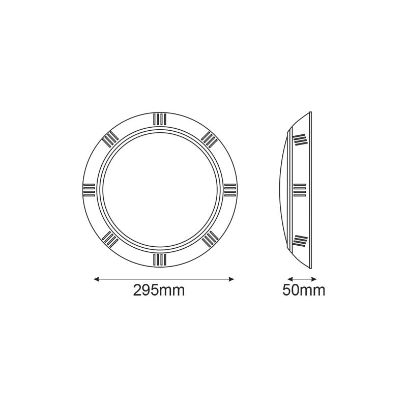 ^LED PLASTIC POOL LUMINAIRE 25W RGB 90° IP68 12V AC ALBA25RGB