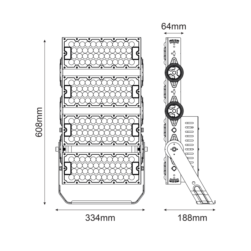 LED HIGH POWER FLOOD LUMINAIRE 480W, 74400LM, 5000K, 60°, 230V AC, IP65, IK10 GLAD4805060
