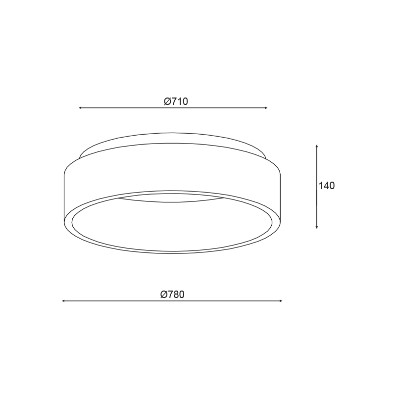 CEILING LUMINAIRE LED 80W DIMMER 3000K 4100LM BLACK METAL D78XH14CM APOLLO BR81LEDC78BKD