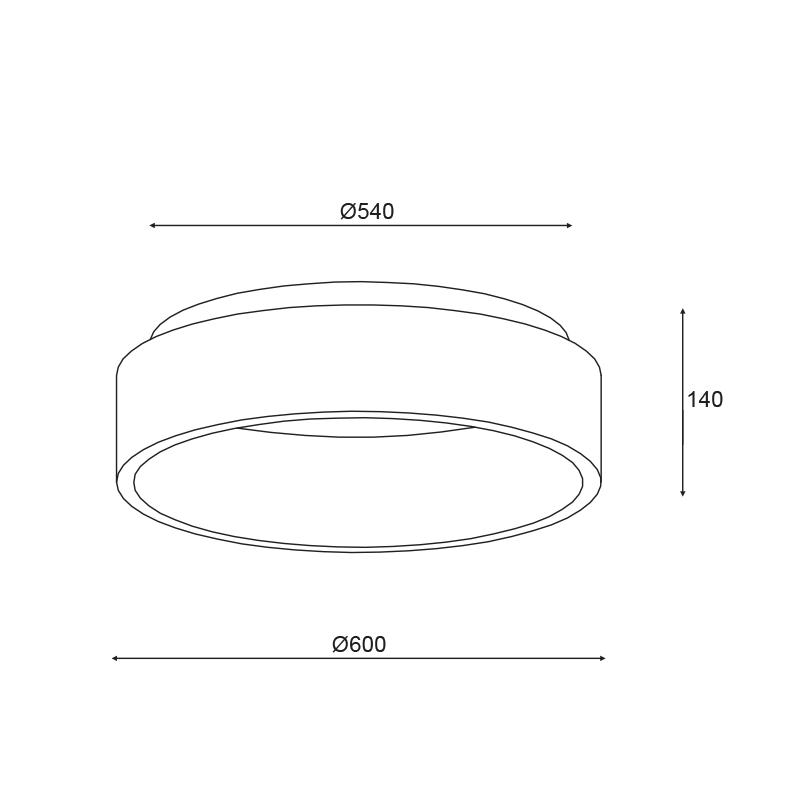 CEILING LUMINAIRE LED 48W DIMMER 3000K 2630LM WHITE METAL D60XH14CM APOLLO BR81LEDC60WHD