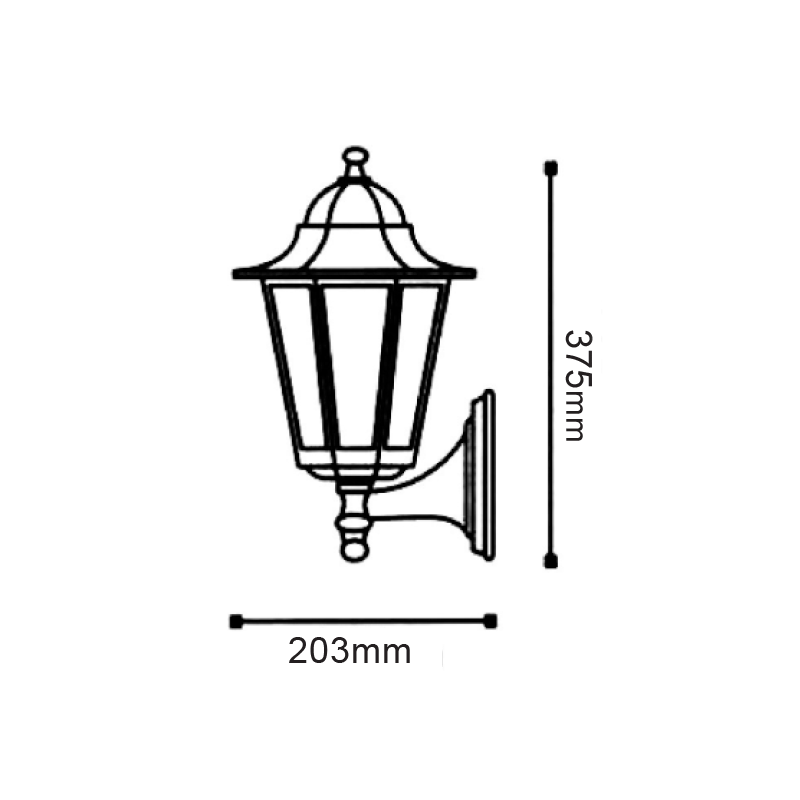 WALL LANTERN BLACK IR44 E27 60W TOP RAL C0026 HI6171BMS