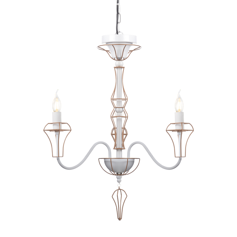 ^ NETTO PENDANT 3ΧΕ14 METALLIC WHITE+ GOLD WIRE Φ55ΧΗ109CM EG168203PW