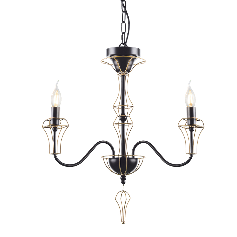 ^ NETTO PENDANT 3ΧΕ14 METALBLACK+GOLD WIRE Φ55ΧΗ109CM EG168203PB