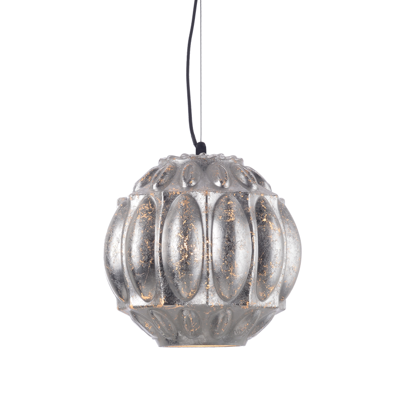 ^ NETTO PENDANT 1ΧΕ27 GLASS SILVER LEAVES Φ25ΧΗ120CM GN271PSF