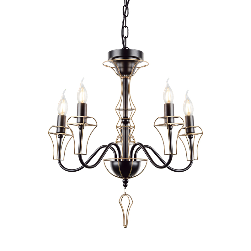 ^ NETTO PENDANT 5ΧΕ14 METAL BLACK+GOLD WIRE Φ55ΧΗ109CM EG168205PB