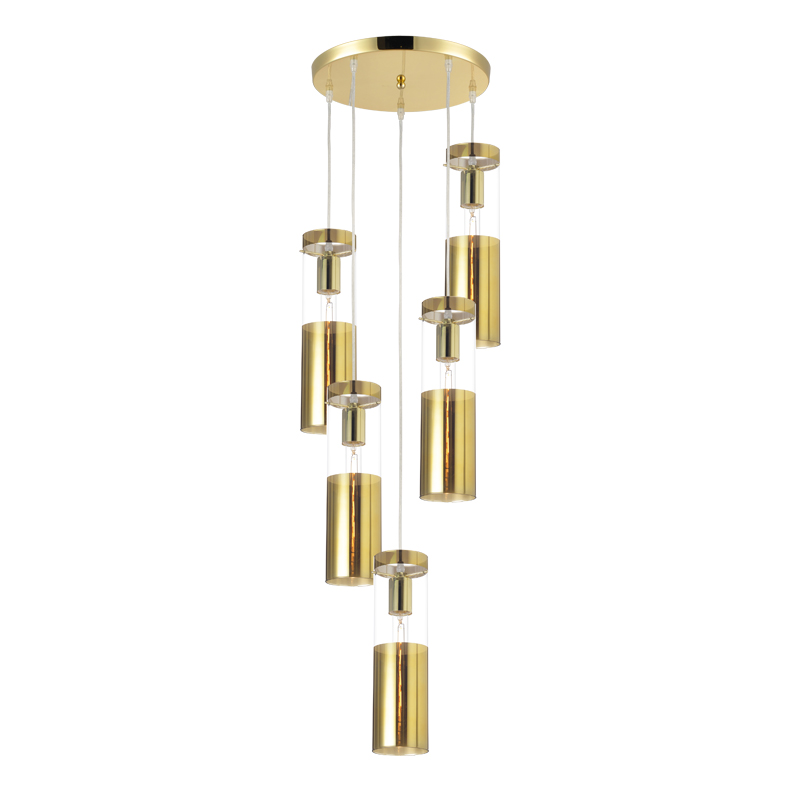 ^ NETTO PENDANT 5XE27 BRASS GLASS+METAL Φ37ΧΗ180CM V371975PPB