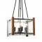 ^ NETTO PENDANT L/F 4ΧΕ27 ΜΕΤΑL+GLASS+WOOD 33Χ33ΧΗ75CM OD910804P