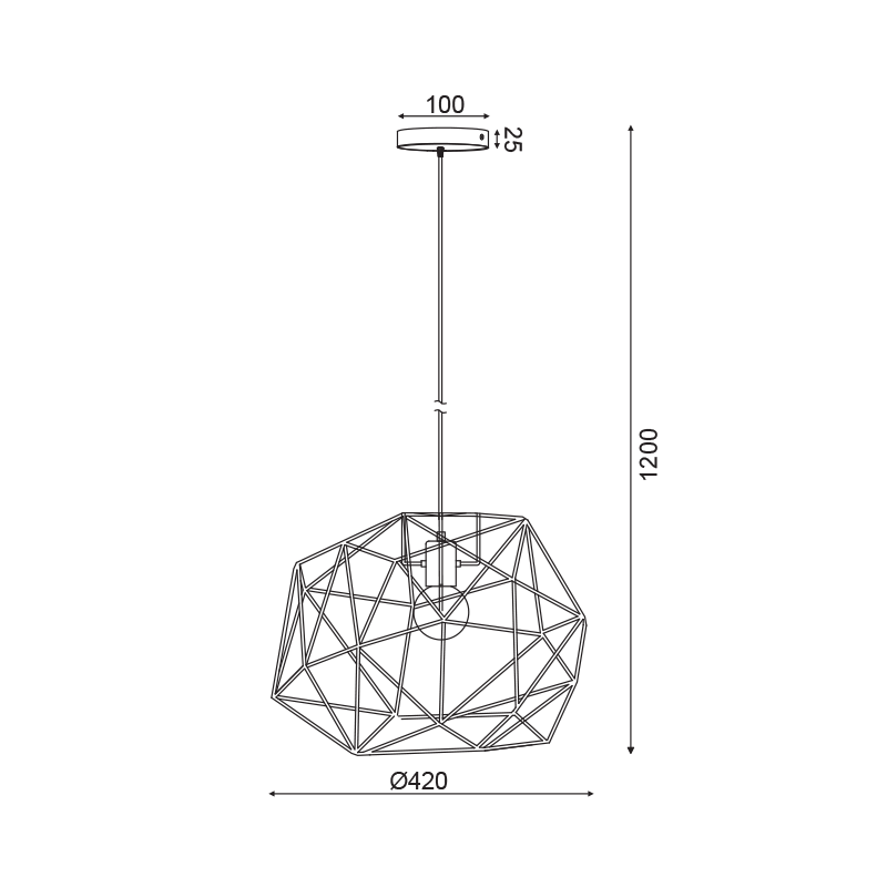 NETTO PENDANT LIGHTING 1ΧE27 BLACK FABRIC+ METAL D42XH120CM MARS EF07P142BK